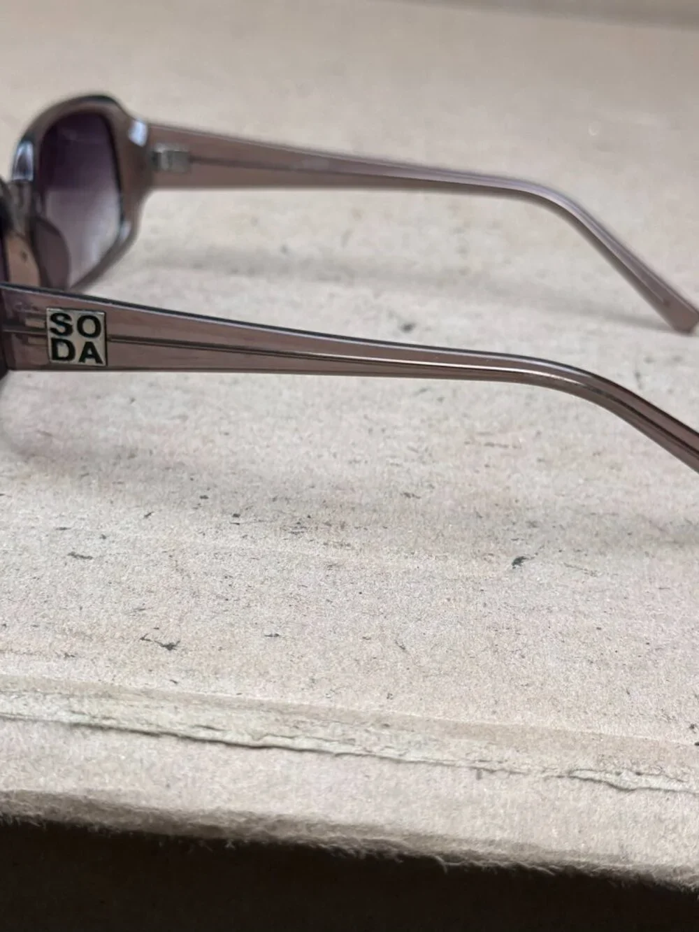 Women Soda Sunglasses Rectangular Brown Frame Scratches Frame Bend